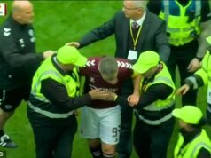 Hearts condena las desagradables escenas en las que los aficionados del Celtic ATACARON a sus jugadores: el club escocés pide “las medidas más contundentes posibles” y la policía investiga después de que su capitán fuera golpeado por un invasor del campo.