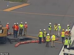 El concurrido aeropuerto de Nueva York cierra la pista después del descubrimiento de SINKHOLE, lo que provoca retrasos masivos
