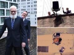 David Letterman y Stephen Colbert destrozan muebles de CBS en venganza en la azotea