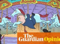 Jason White en el viaje del primer ministro británico – caricatura
