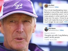 Actualización de salud de Craig Bellamy: El entrenador del Melbourne Storm, Craig Bellamy, ha sido diagnosticado con un trastorno neurodegenerativo, dice el club en un comunicado, reacción y homenajes