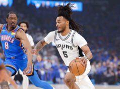 Stephon Castle hace una volcada en los playoffs en el segundo juego Spurs-Thunder